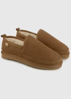 Totes Isotoner Tan Real Suede Full Back Slipper