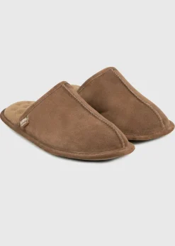 Totes Isotoner Tan Real Suede Mule Slipper