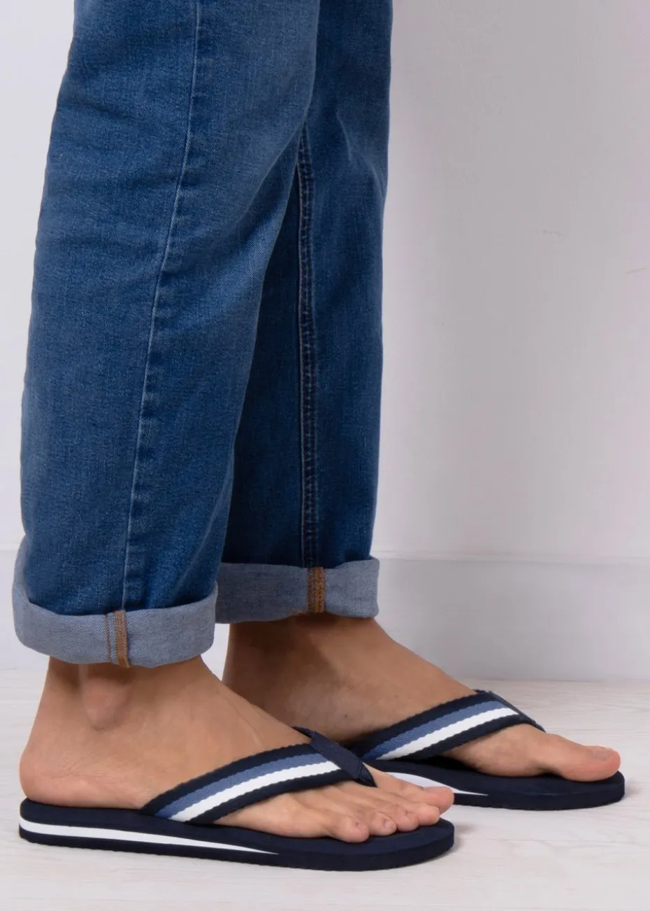 Totes Navy Tape Toe Post Sandal