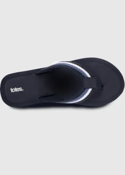 Totes Navy Tape Toe Post Sandal