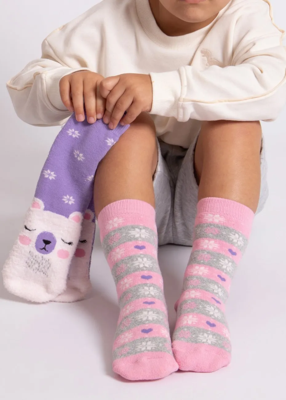 Totes Toasties Purple Childrens Original Slipper-Sox (Twin Pack)