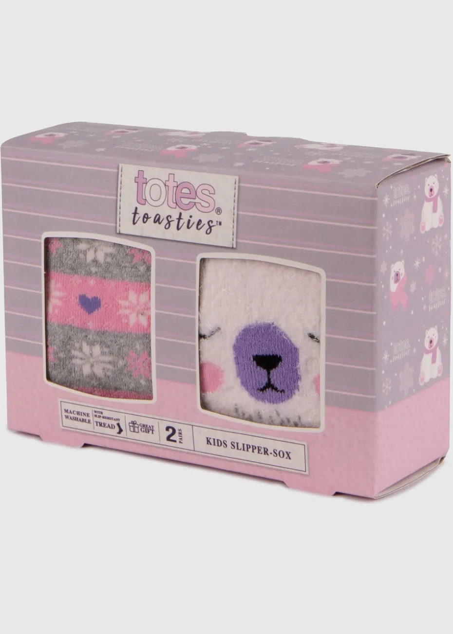 Totes Toasties Purple Childrens Original Slipper-Sox (Twin Pack)