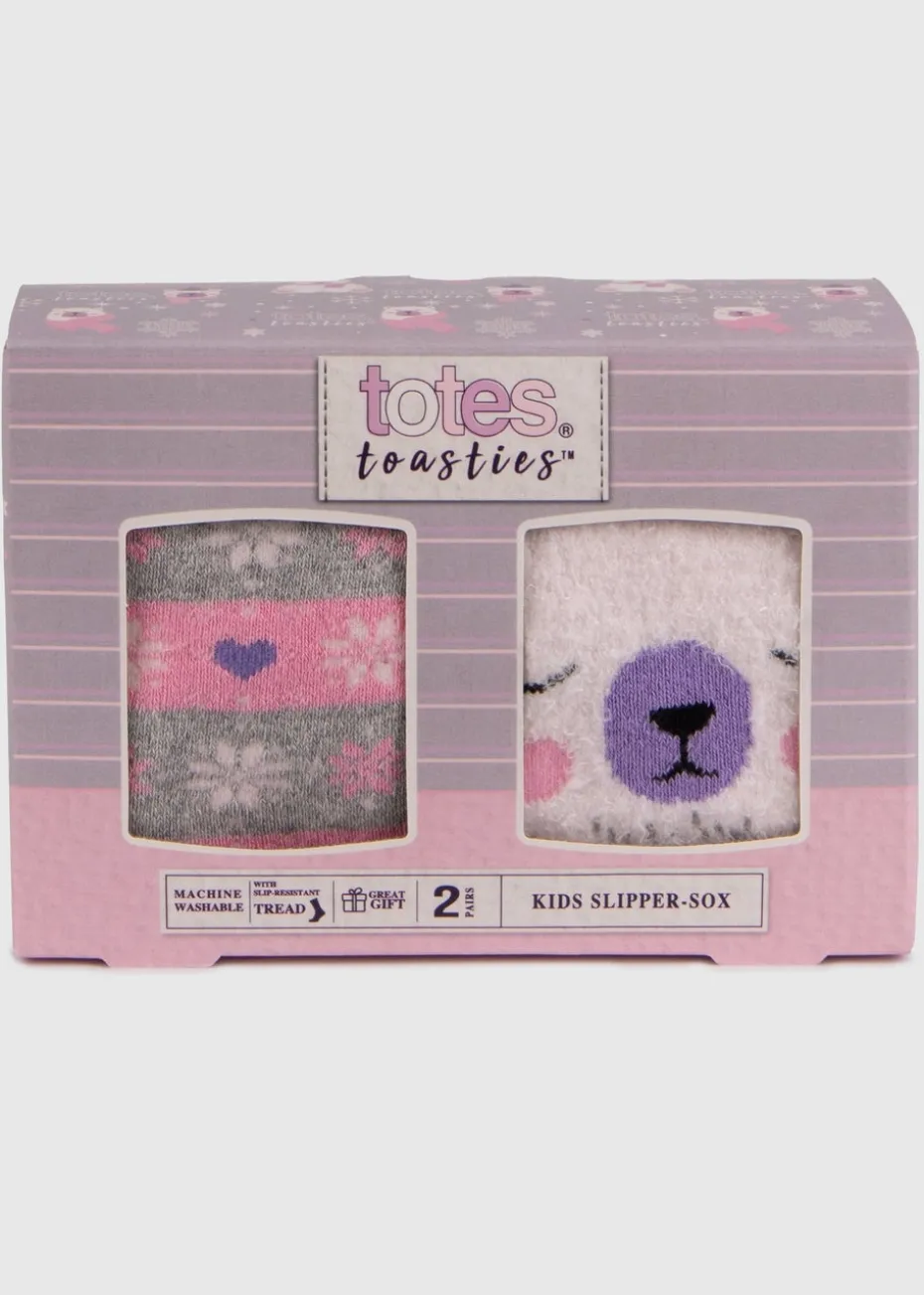 Totes Toasties Purple Childrens Original Slipper-Sox (Twin Pack)