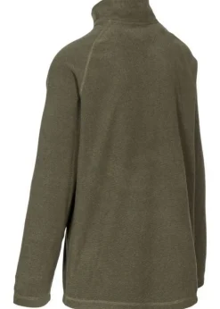 Trespass Grey Green Keynote Anti Pilling 1/4 Zip Fleece Top