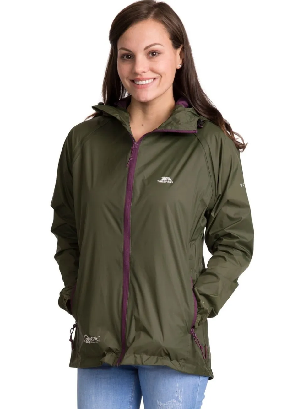 Trespass Grey Green Qikpac Packaway Waterproof Jacket