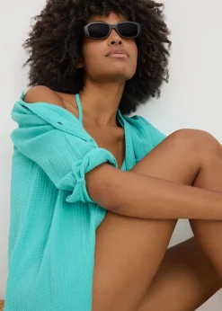 Turquoise Double Cloth Beach Shirt