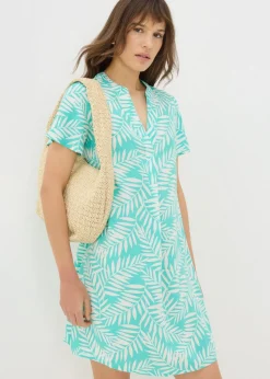 Turquoise Leaf Popover Tunic