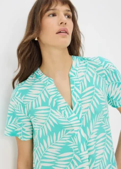 Turquoise Leaf Popover Tunic