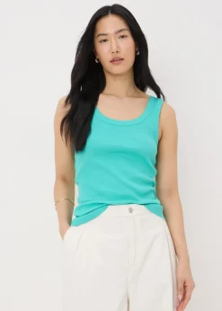 Turquoise Ribbed Scoop Neck Vest