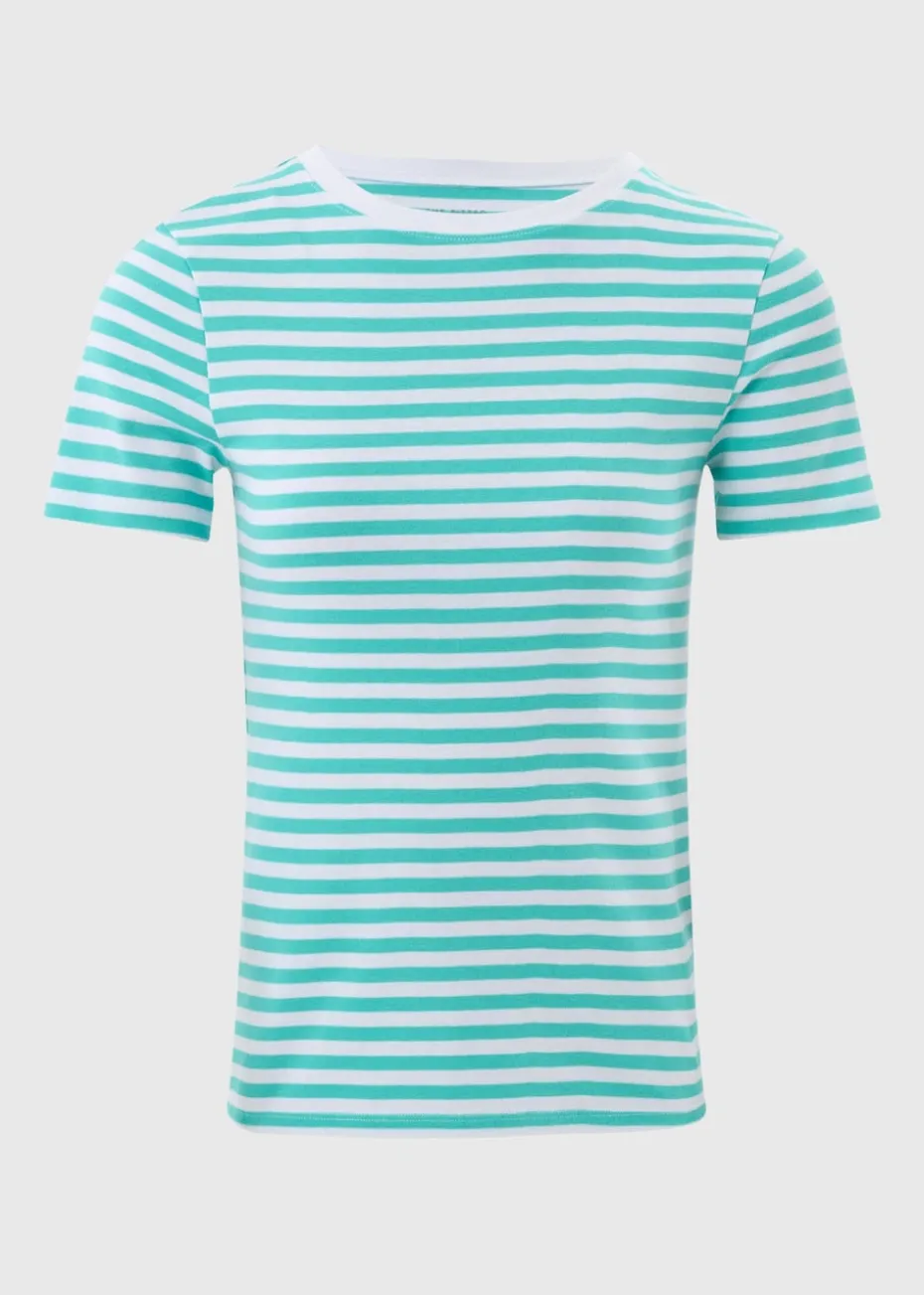 Turquoise Stripe Fitted T-Shirt