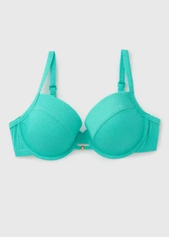 Turquoise Textured Bikini Top