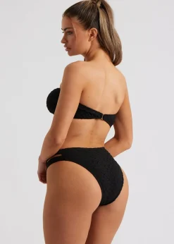 Urban Bliss Black Bubble Texture Gold O-Ring Bandeau Bikini Top