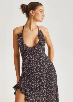 Urban Bliss Black Chiffon Ruffle Strappy Maxi Dress