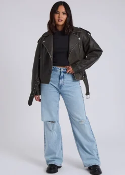 Urban Bliss Black Distressed PU Biker Jacket