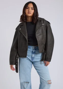 Urban Bliss Black Distressed PU Biker Jacket
