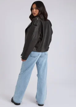 Urban Bliss Black Distressed PU Biker Jacket