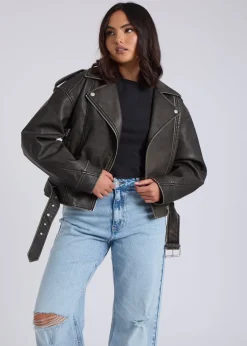 Urban Bliss Black Distressed PU Biker Jacket