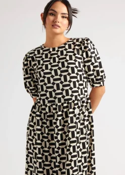 Urban Bliss Black Geometric Smock Dress