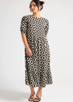 Urban Bliss Black Geometric Smock Dress