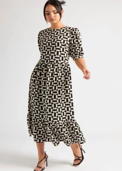 Urban Bliss Black Geometric Smock Dress