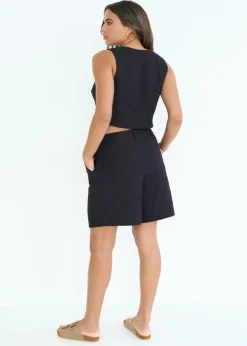 Urban Bliss Black Linen Blend Waistcoat