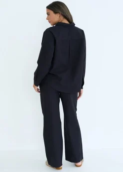 Urban Bliss Black Linen Blend Oversized Shirt