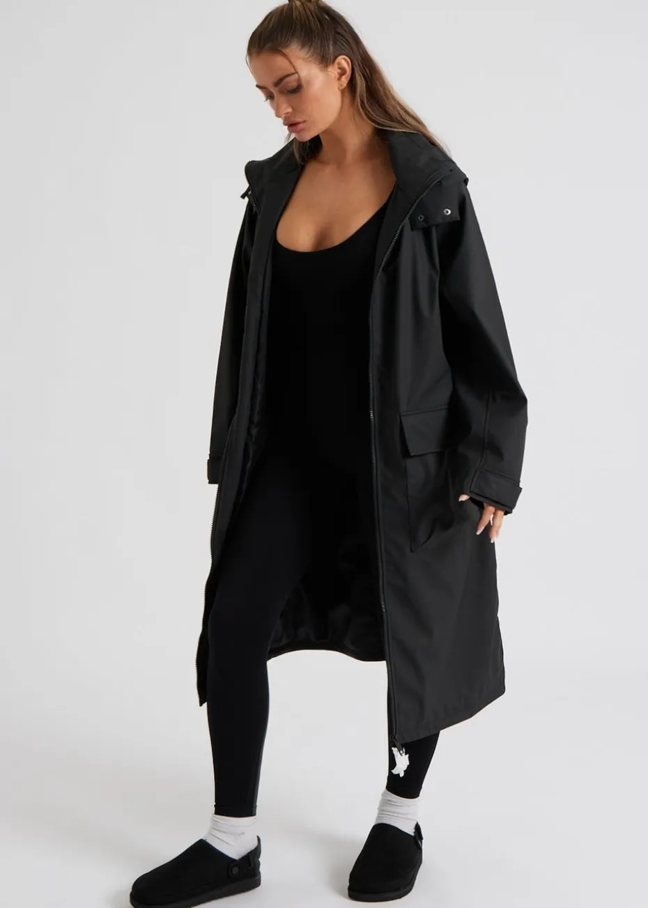 Urban Bliss Black Rubberised Raincoat