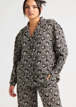 Urban Bliss Black Stencil Floral Oversized Shirt