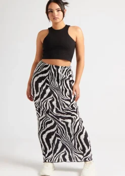 Urban Bliss Black Zebra Plisse Maxi Skirt