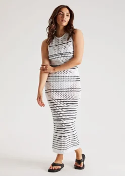 Urban Bliss Black/White Stripe Pointelle Midaxi Dress