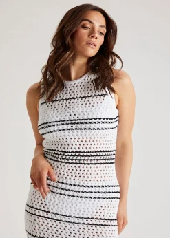 Urban Bliss Black/White Stripe Pointelle Midaxi Dress