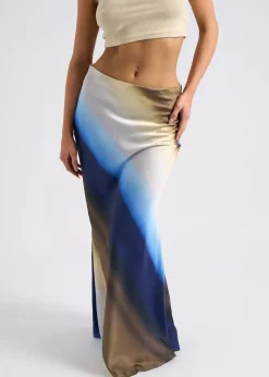 Urban Bliss Blue Ombre Bias Cut Maxi Skirt