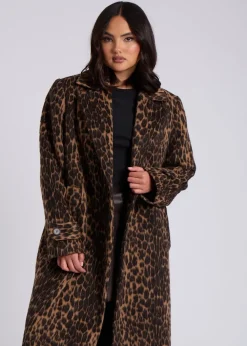 Urban Bliss Brown Leopard Print Formal Coat