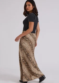 Urban Bliss Brown Snake Bias Cut Skirt