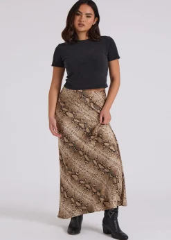 Urban Bliss Brown Snake Bias Cut Skirt
