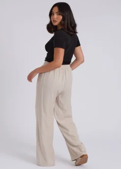 Urban Bliss Cream Drawstring Wide Leg Trouser