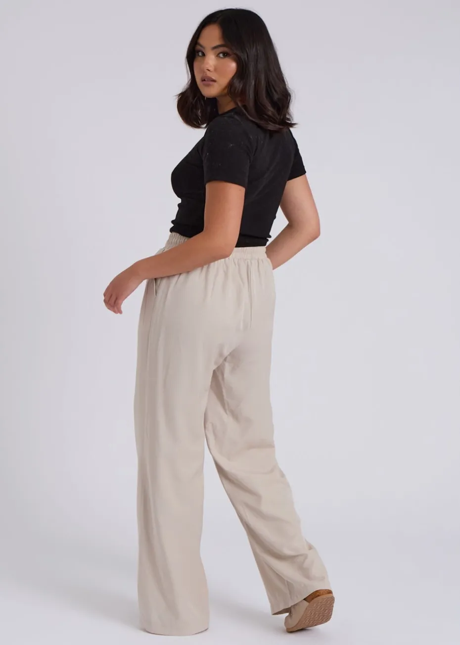 Urban Bliss Cream Drawstring Wide Leg Trouser