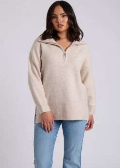Urban Bliss Cream Half Zip Jumper