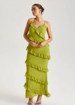 Urban Bliss Green Ruffle Maxi Dress