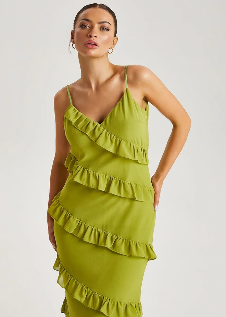 Urban Bliss Green Ruffle Maxi Dress