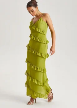 Urban Bliss Green Ruffle Maxi Dress