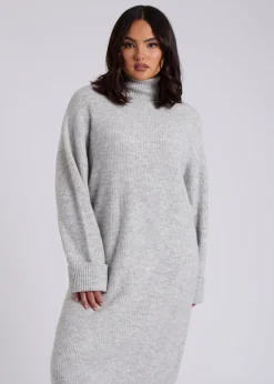 Urban Bliss Grey Midi Roll Neck Dress