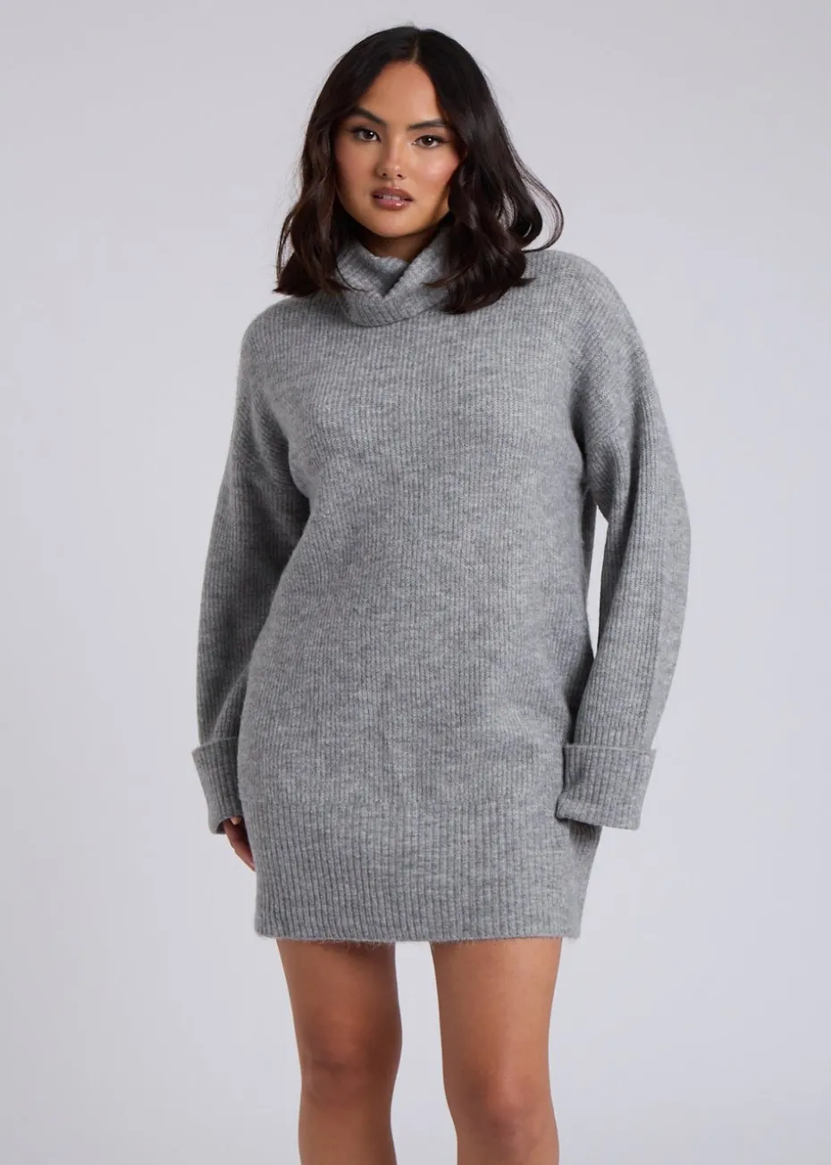 Urban Bliss Grey Mini Roll Neck Dress