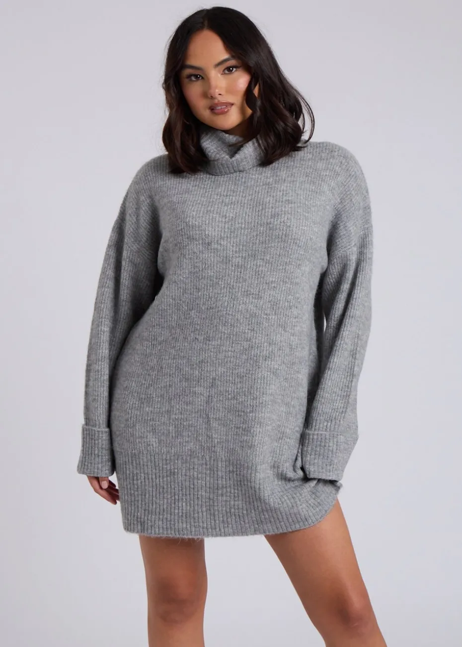Urban Bliss Grey Mini Roll Neck Dress