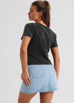 Urban Bliss Grey Washed Ribbed Tee