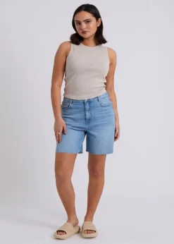 Urban Bliss Natural Washed Ribbed Racer Vest