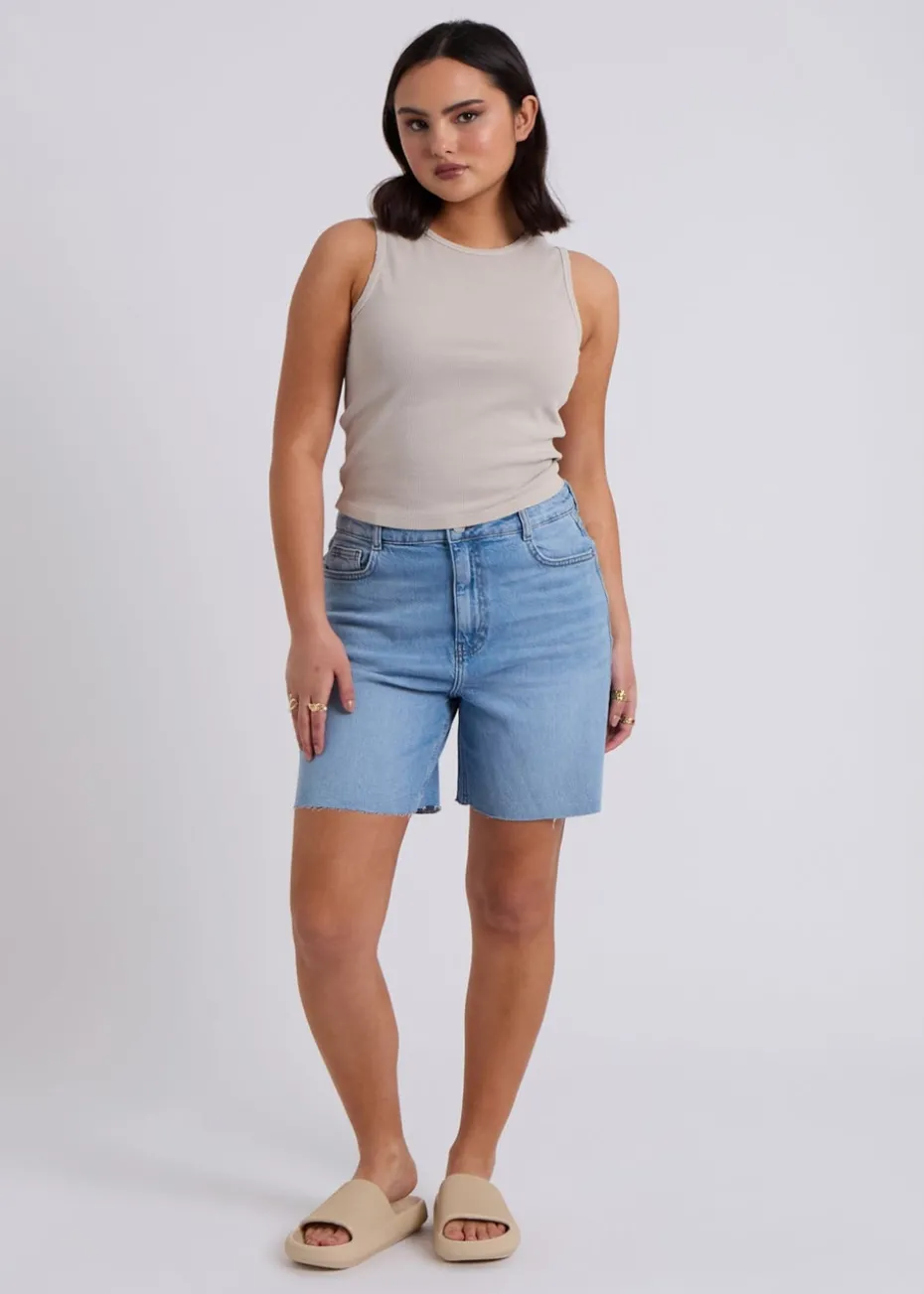 Urban Bliss Natural Washed Ribbed Racer Vest