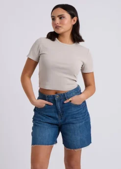 Urban Bliss Natural Washed Ribbed Tee