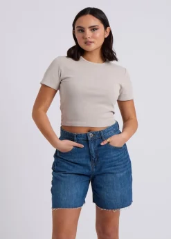 Urban Bliss Natural Washed Ribbed Tee