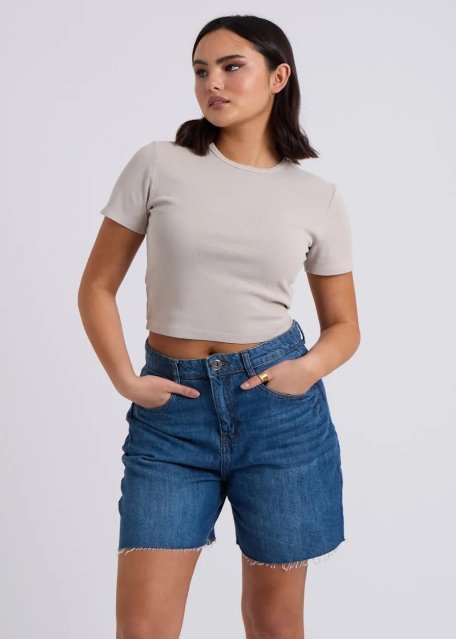 Urban Bliss Natural Washed Ribbed Tee